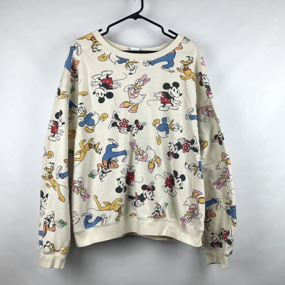 Disney Mickey & Friends All Over Print Sweatshirt Crewneck Juniors XL 15-17